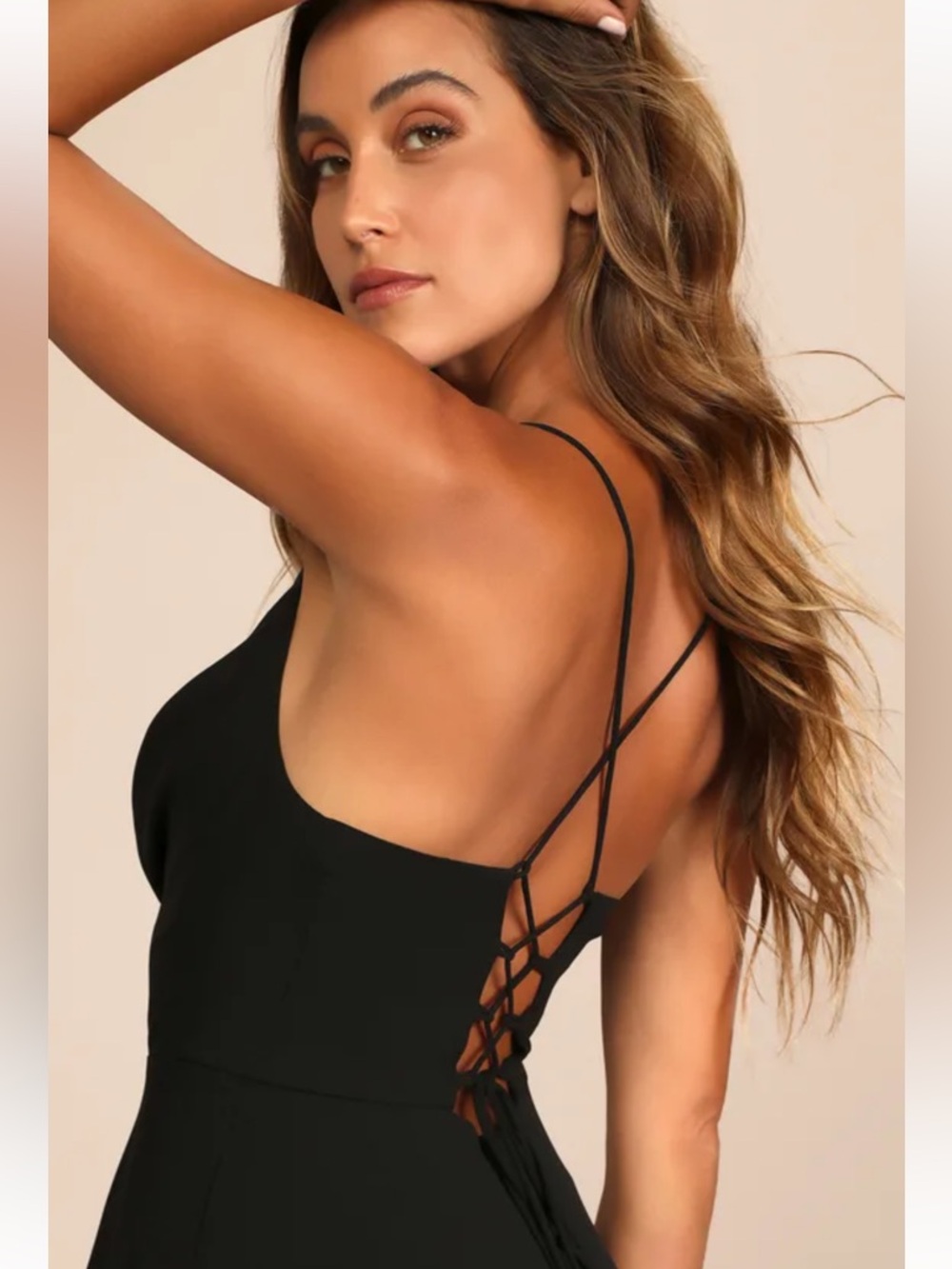 NWT Lulus Romantically Speaking Black Cowl Lace-Up Maxi Dress - Picture 2 of 11